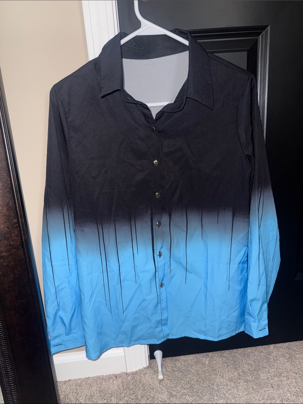 Black to Blue Ombre Button-Up Shirt